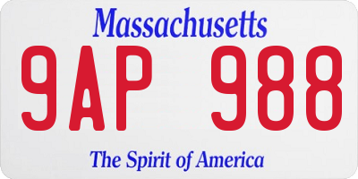 MA license plate 9AP988
