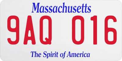 MA license plate 9AQ016