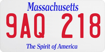 MA license plate 9AQ218