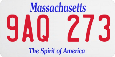MA license plate 9AQ273