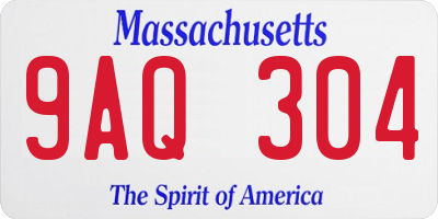 MA license plate 9AQ304