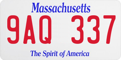 MA license plate 9AQ337