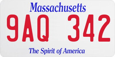 MA license plate 9AQ342