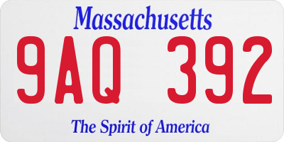 MA license plate 9AQ392