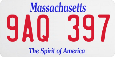 MA license plate 9AQ397