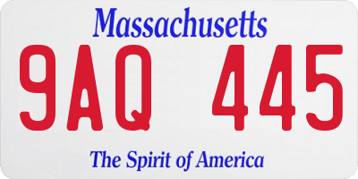MA license plate 9AQ445