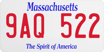 MA license plate 9AQ522