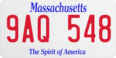 MA license plate 9AQ548