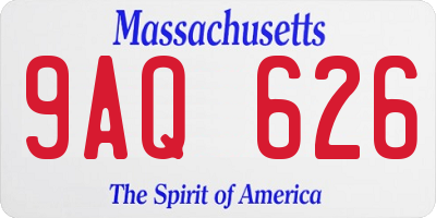 MA license plate 9AQ626