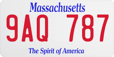 MA license plate 9AQ787