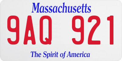 MA license plate 9AQ921