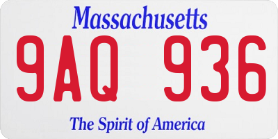 MA license plate 9AQ936