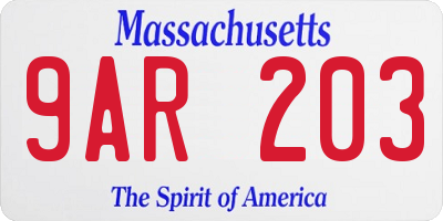 MA license plate 9AR203