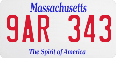 MA license plate 9AR343