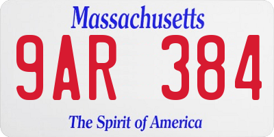 MA license plate 9AR384