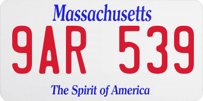 MA license plate 9AR539