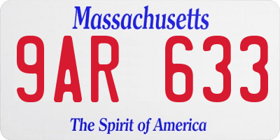MA license plate 9AR633