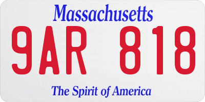 MA license plate 9AR818