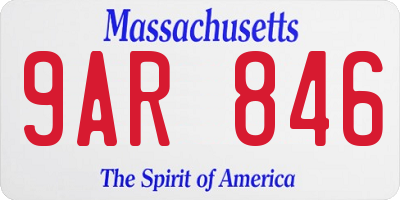 MA license plate 9AR846