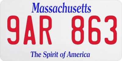 MA license plate 9AR863