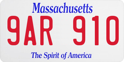 MA license plate 9AR910
