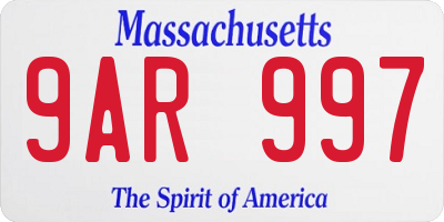 MA license plate 9AR997