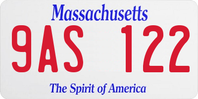 MA license plate 9AS122