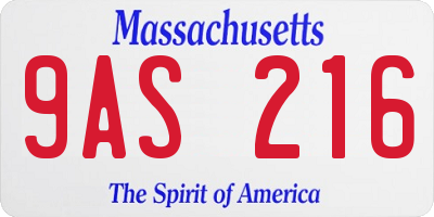 MA license plate 9AS216
