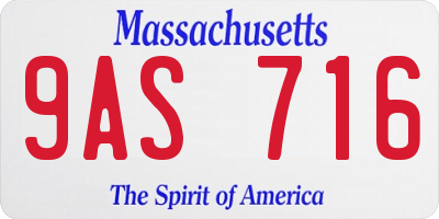 MA license plate 9AS716