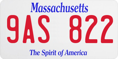 MA license plate 9AS822