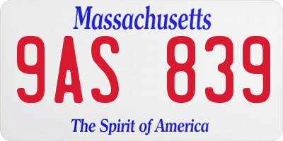 MA license plate 9AS839