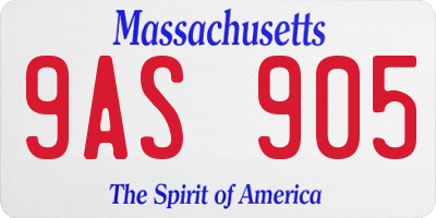 MA license plate 9AS905