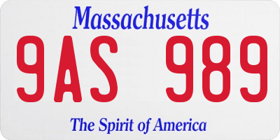 MA license plate 9AS989