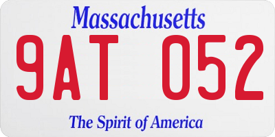 MA license plate 9AT052