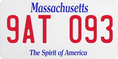 MA license plate 9AT093
