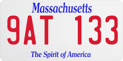 MA license plate 9AT133