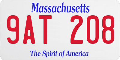 MA license plate 9AT208