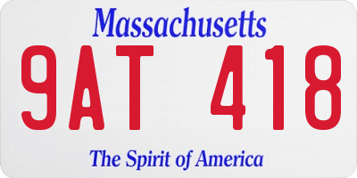 MA license plate 9AT418