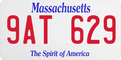 MA license plate 9AT629