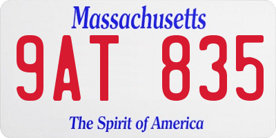 MA license plate 9AT835