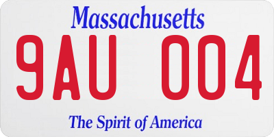 MA license plate 9AU004