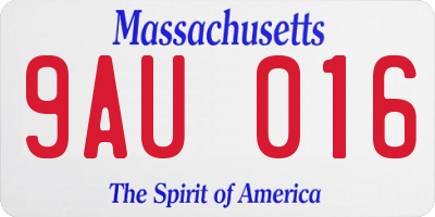 MA license plate 9AU016