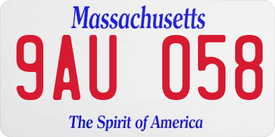 MA license plate 9AU058