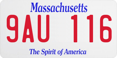 MA license plate 9AU116