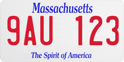 MA license plate 9AU123