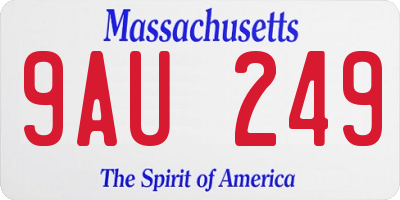 MA license plate 9AU249