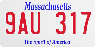 MA license plate 9AU317