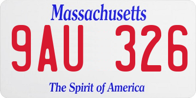 MA license plate 9AU326