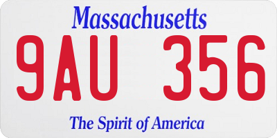 MA license plate 9AU356