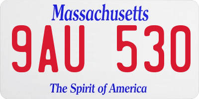 MA license plate 9AU530